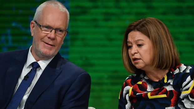 Former ABC chairman Justin Milne and former managing director Michelle Guthrie. 