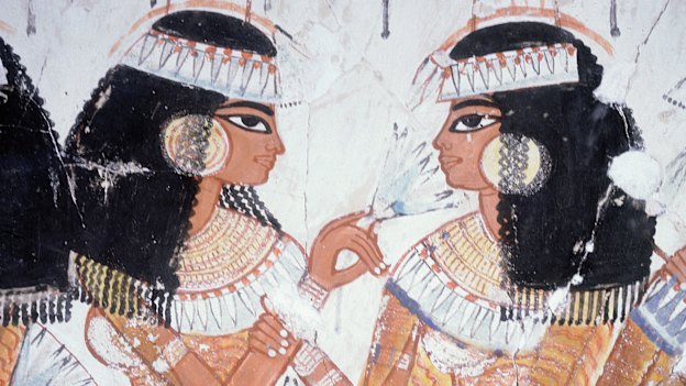 A painting from Egypt c1390 BC shows women wearing head cones long thought to have been filled with perfumed wax. When the first cones were dug up in 2019, scientists detected no residual scent so could not confirm this theory.