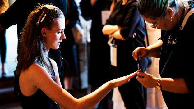 The team of make-up artists at the Aje show.