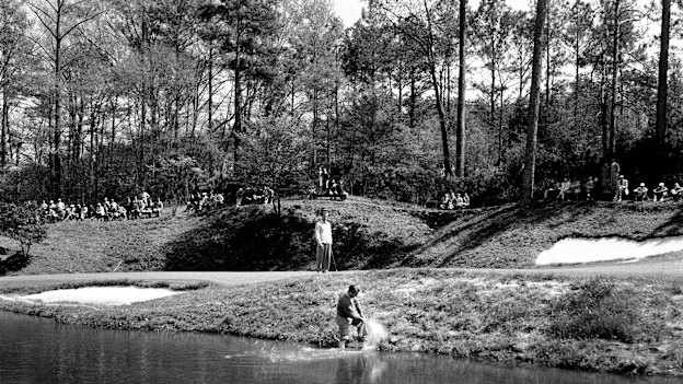 Ky Laffoon plays a shot at the edge of Raes Creek in the 1930s.