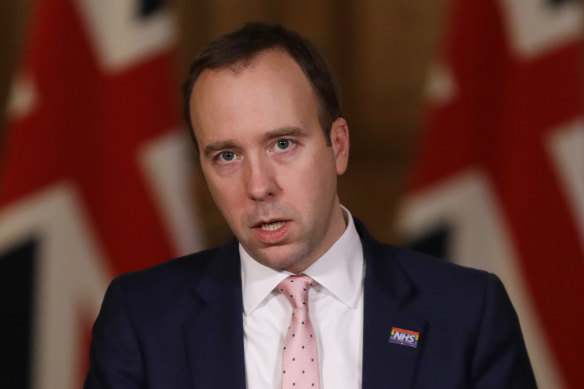 Britain's Health Secretary Matt Hancock announces more restrictions related to the pandemic.