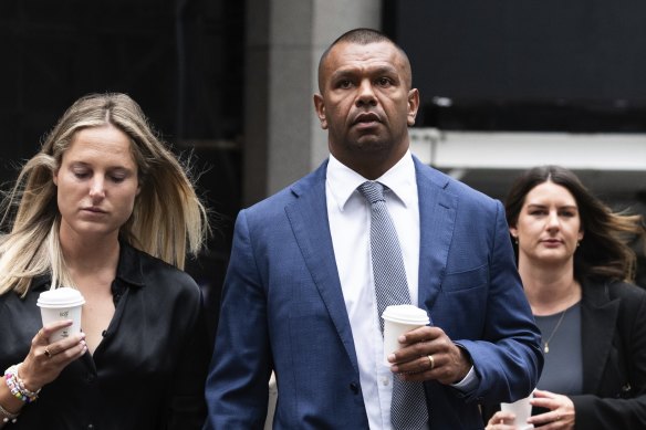Kurtley Beale arrives at court in Sydney to hear the opening addresses in his sexual assault trial.