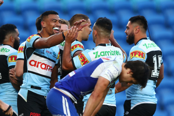 The 20-point win over Canterbury moved Cronulla into the top eight.