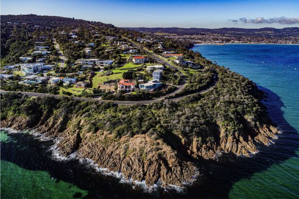 An aerial shot of the properties on Mount Martha’s Esplanade that will be developed as part of an application by the Verrocchi family.