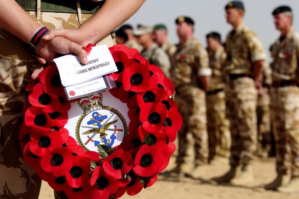 British troops attend a Remembrance Parade at Camp Bastion, in Helmand Province, Afghanistan in 2009, near where one of the incidents is said to have taken place.