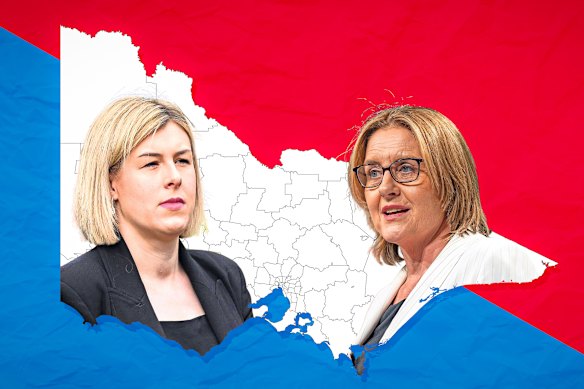 Victorian Opposition Leader Jess Wilson (left) and Premier Jacinta Allan will face off in a year’s time.