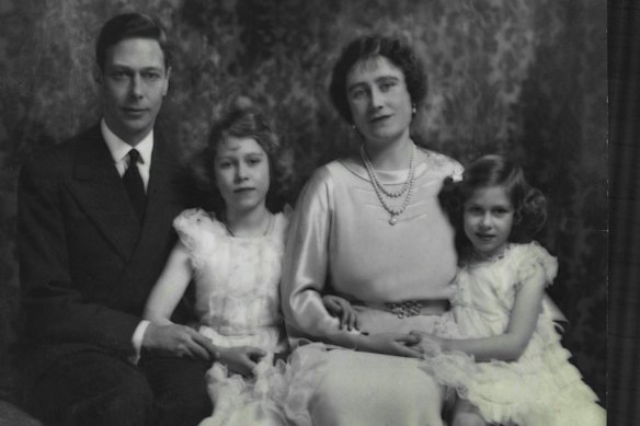 An undated photo of Margaret (right) with her father, King George VI, sister Princess Elizabeth (the future Queen), and her mother. 