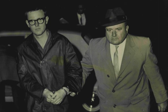 Peter Kocan outside North Sydney police station in 1966 after the attempted assassination of opposition leader Arthur Calwell. Wayne Haylen, Calwell’s Godson, was among those who accosted Kocan after the shooting.