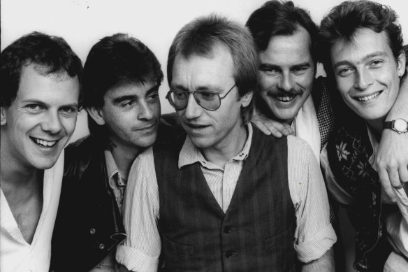 The Bushwackers in 1982: (l-r) Roger Corbett, Louis McManus, Eddy Van Roosendael, Dobe Newton and Michael Harris.