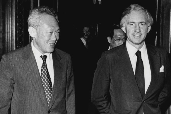 Lee Kuan Yew and Australia’s  Andrew Peacock, then minister for industrial relations in Melbourne in 1981. 