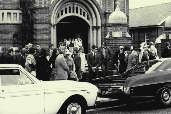Mourners at the Regan funeral. September 30, 1974. 