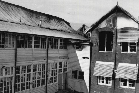 Some of the destroyed buildings at Parramatta High School after the fire.