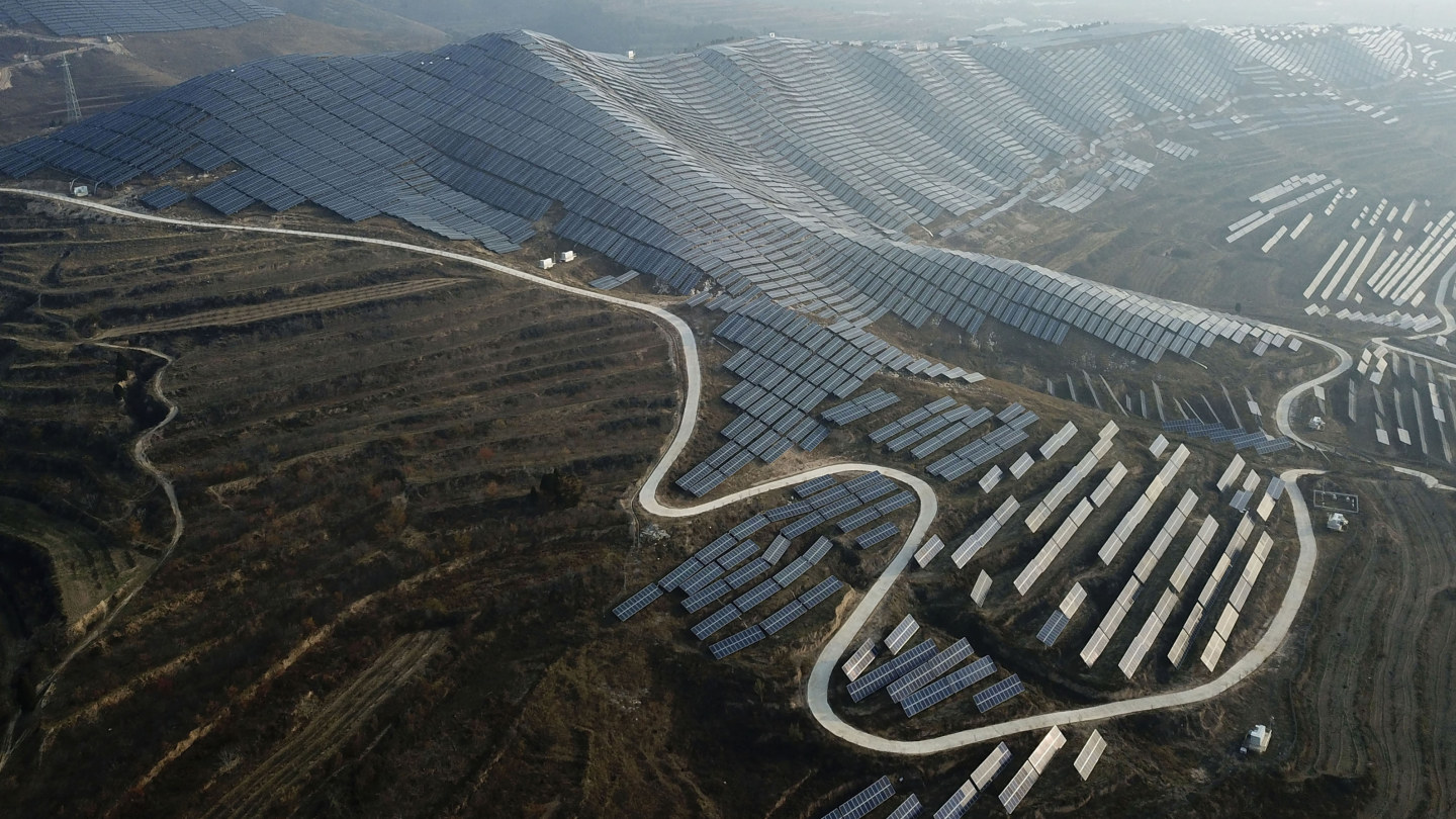 A solar panel installation in central China’s Shanxi Province. 