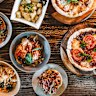 The menu leans Italian with pizza and pasta at Shedshaker.