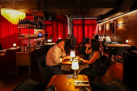 Inside the moody, late-night venue.