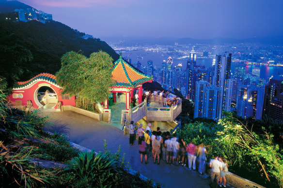 Night view over Hong Kong from the Peak.