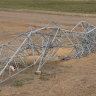 Transmission towers came down in Victoria’s You Yangs following strong winds in February.