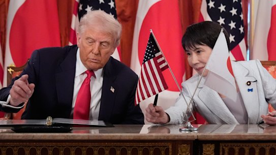 Trump and Takaichi sign agreements on trade and critical minerals on Tuesday.