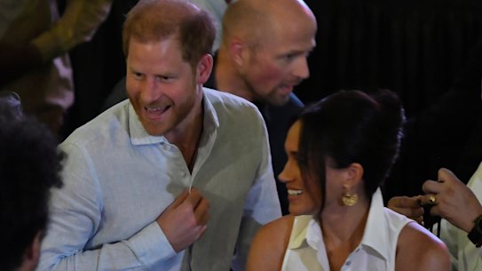Prince Harry, Duke of Sussex, and Meghan, Duchess of Sussex at the Afro Women and Power Forum in california last month.