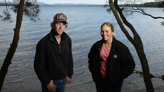 Pat Blomfield and Elly Byriell at the NSW youth drought summit.