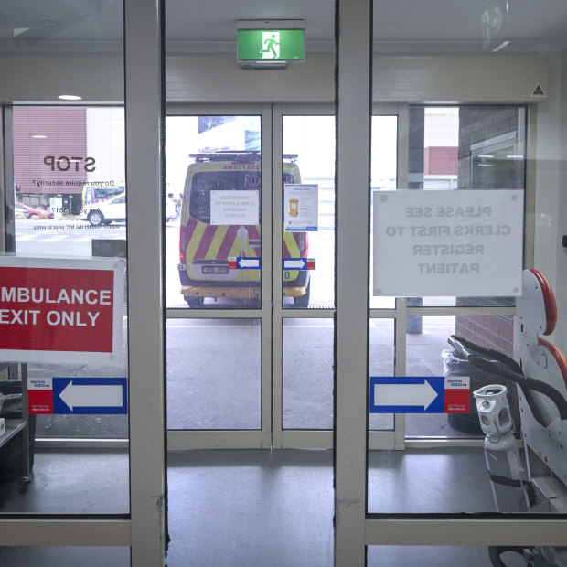 An ambulance waits at the Northern Hospital.