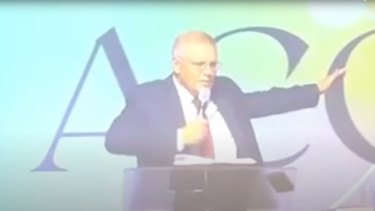 Prime Minister Scott Morrison at the Australian Christian Churches conference at the Gold Coast in April 2021.