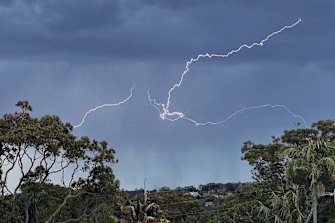 A fast-moving storm raced across parts of Sydney about lunchtime, bringing with it small hail.