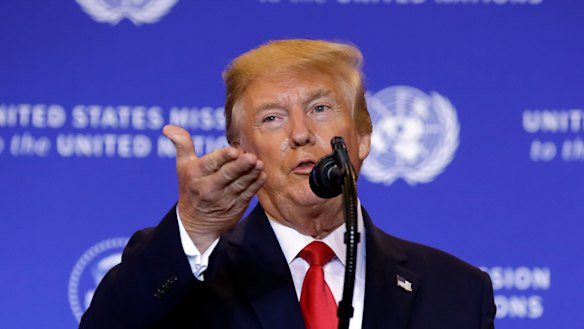 Donald Trump was far less energetic than usual as he fronted reporters in New York to discuss impeachment. 