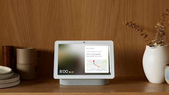 The Nest Hub Max will show you weather, traffic, appointments or suggestions for things to watch and listen to when it sees your face.
