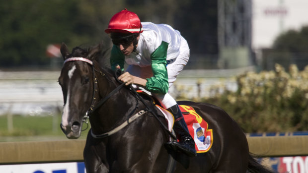 Be like mum: Amelia's Dream, with Nash Rawiller in the saddle, wins the Silver Slipper.