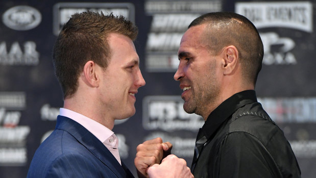 Anthony Mundine and Jeff Horn face off.