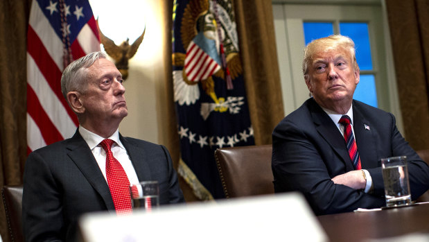 US President Donald Trump pictured with Secretary of Defence Jim Mattis in October.