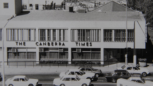 The now demolished Canberra Times building in Mort Street, Civic.