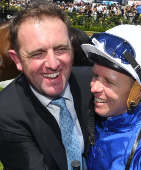 Winning combination: Charlie Appleby and Kerrin McEVoy will be looking to take the All Aged Stakes with D'Bai at Radnwick on Saturday