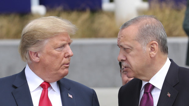 Trump and Erdogan in Brussels last month.