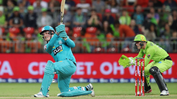 Tom Banton of the Heat bats during the BBL clash against the Sydney Thunder at Spotless Stadium in Sydney on Monday.