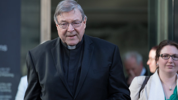 Cardinal George Pell leaves the County Court in 2018.