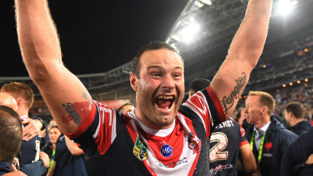 New leader: Boyd Cordner celebrates a grand final win over the Storm.