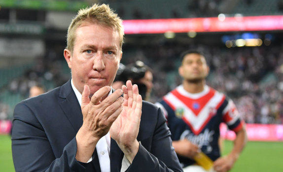Heart on his sleeve: Roosters coach Trent Robinson.