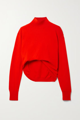 A red cashmere turtleneck sweater from The Row is at the top of Violette Serrat’s wish list.