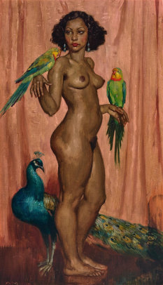 Olive and her parrots: Part of the Norman Lindsay private collection is up for sale.
