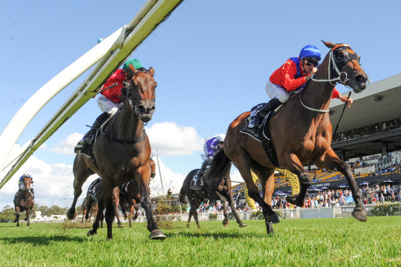 Corey Brown and Invincible Gem on their way to winning last year's Emancipation Stakes.