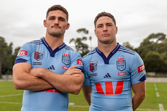 Blues playmakers Nathan Cleary and Mitchell Moses.