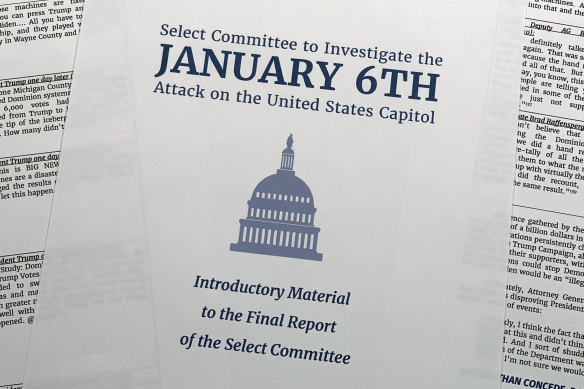 Pages of the executive summary from the House select committee investigating the January 6 attack.