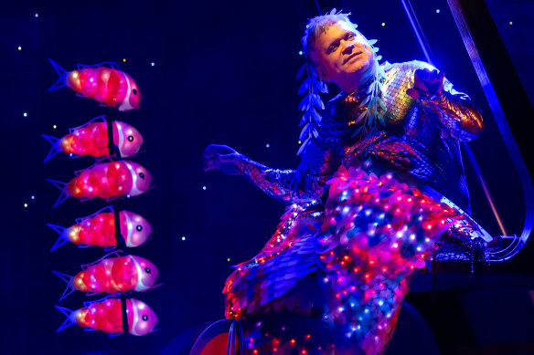 John Bachelor as a mermaid in Peter and the Starcatcher.  