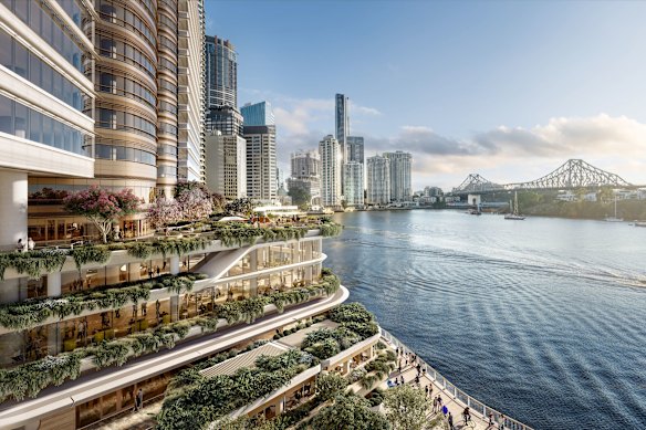 An artist’s impression of the Waterfront Brisbane development when complete.