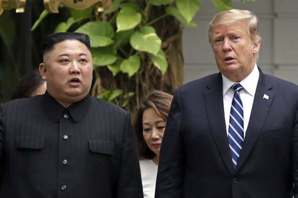 Donald Trump and Kim Jong-un in Hanoi early this year.