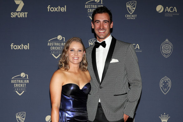 Healy and husband Mitch Starc at Australian cricket's awards night earlier this year.