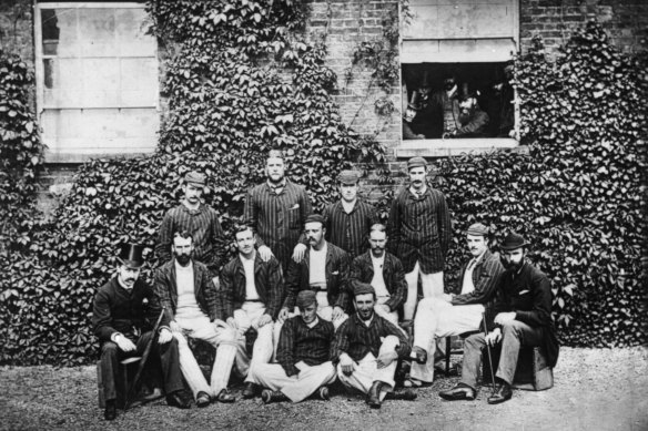 The Australian cricket team that visited England in 1882. Fred Spofforth is in the back row, far right.
