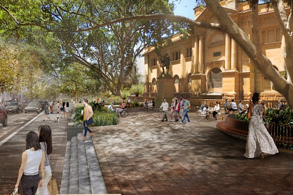 The plan includes upgrades to the existing western forecourt along Macquarie Street.